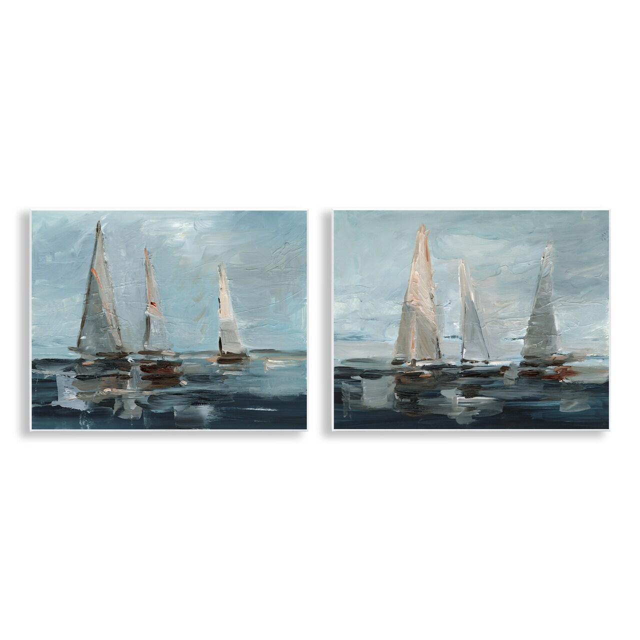 Stupell Industries Sailboat Seascape Impressions 2pc Wall Plaque Art Set Design by Ethan Harper